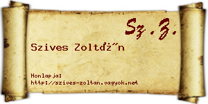 Szives Zoltán névjegykártya